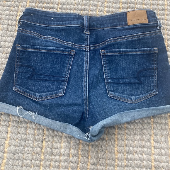 American Eagle Outfitters Hi-Rise Shortie Blue Distressed Jean Shorts - Picture 3 of 3